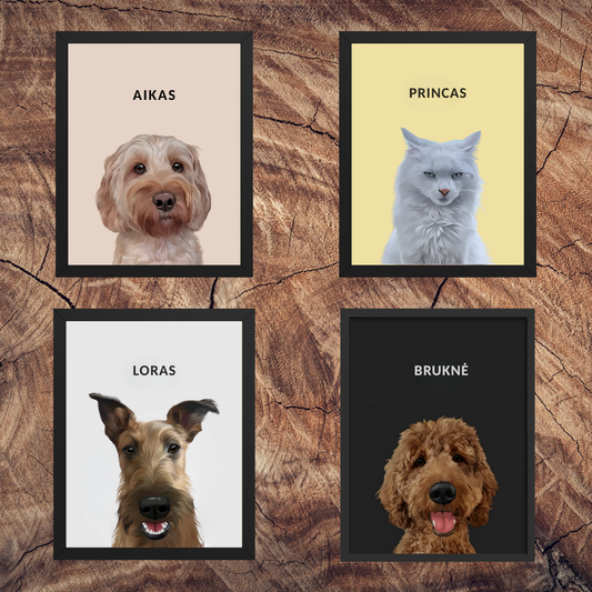 Įrėmintas personalizuotas augintinio portretas