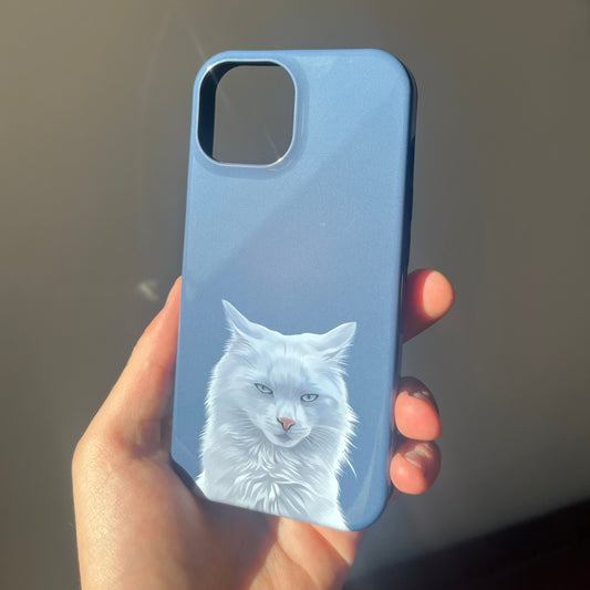 Spalvotas telefono dėklas su tapytu augintinio portretu